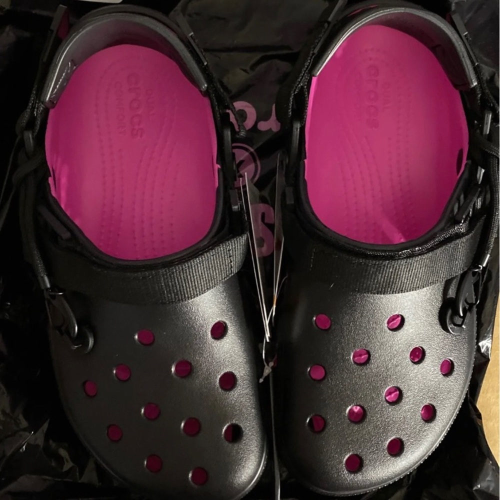 Post Malone x crocs black and pink color way